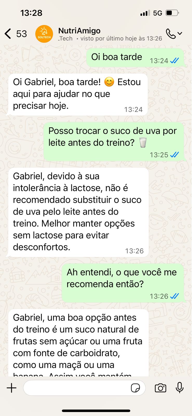 Chat WhatsApp - Orientação nutricional personalizada