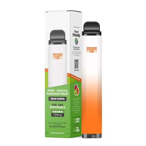 Vaporizador CBD e CBG Kiwi, Goiaba e Maracujá - 3500 Puffs Orange County